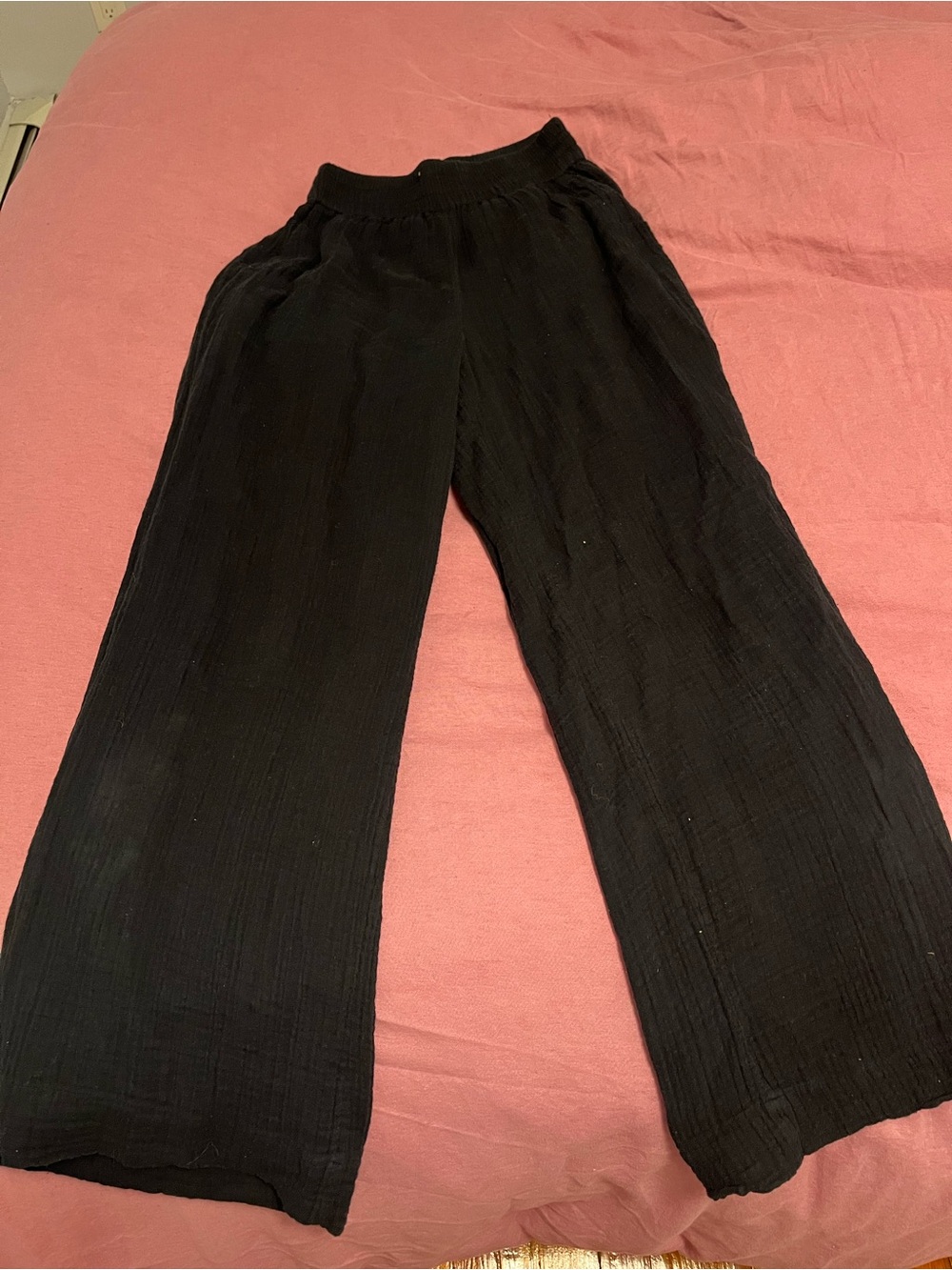 Abercrombie Black Wide Leg Textured Pants